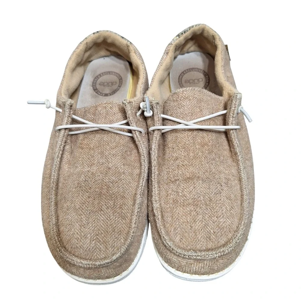 Hey Dude Womens 10 Wendy Tan Herringbone Slip On Loafers Comfort Shoes 121411700